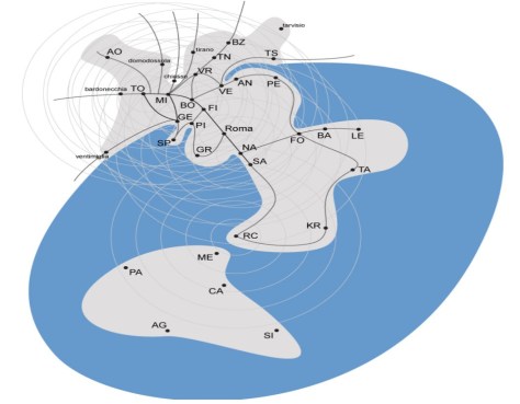 Fig.2 Mappa Isocrona collegamenti trasporto ferroviario